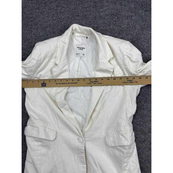 Abercrombie & Fitch Blazer Womens Small White Single Button Lined Notch Lapel - Picture 5 of 7